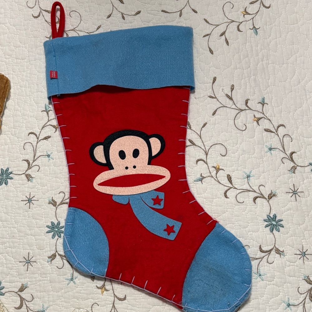 Paul Frank Red and Blue Monkey Holiday Stocking